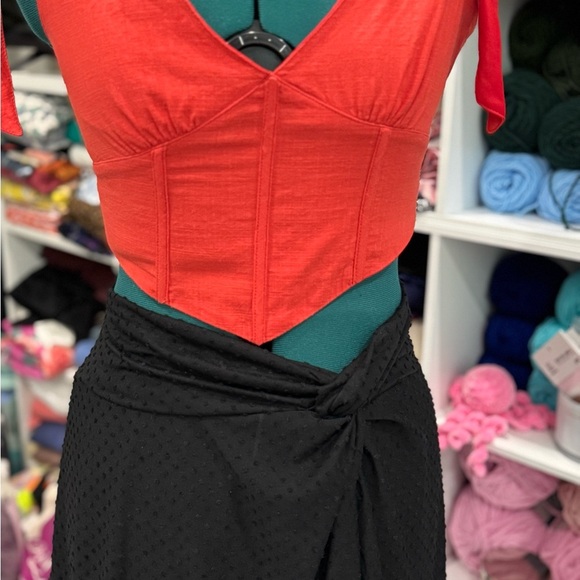 Red Crop Halter Corset Top 100% cotton Size M - Picture 6 of 9